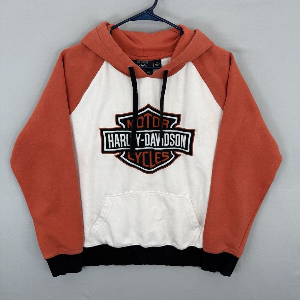 Harley-Davidson Women’s Black & Orange Hoodie Pullover Sweatshirt Size 1W